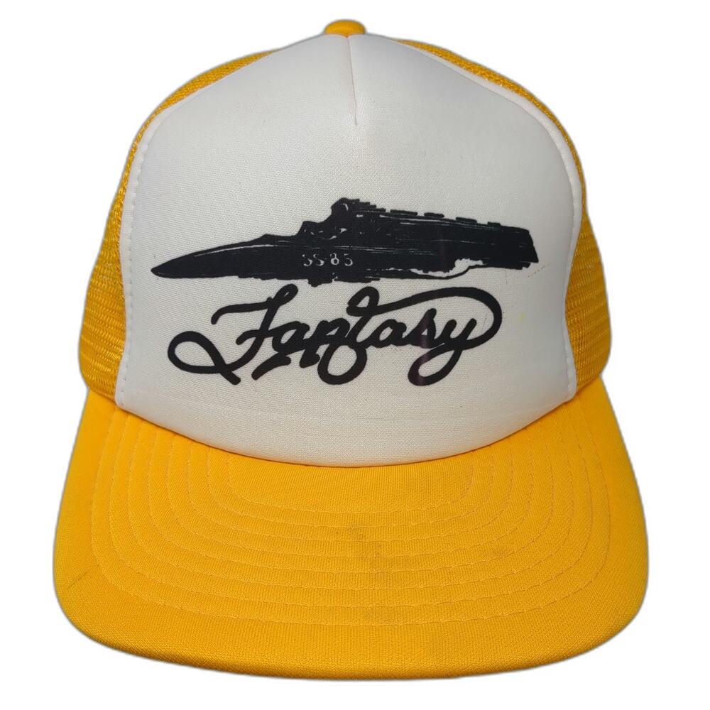 Sportcap Trucker Hat Yellow One Size Fantasy Boat Graphic Mesh Snapback White